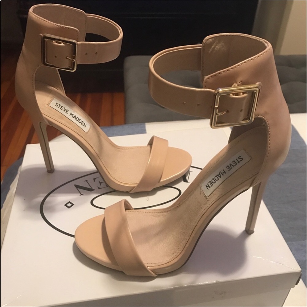 Nude strappy heels